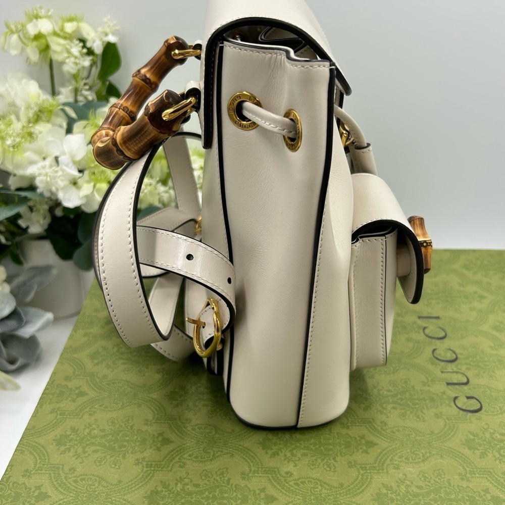 Gucci Leather bamboo backpack made in Italy NWT - Picture 10 of 12
